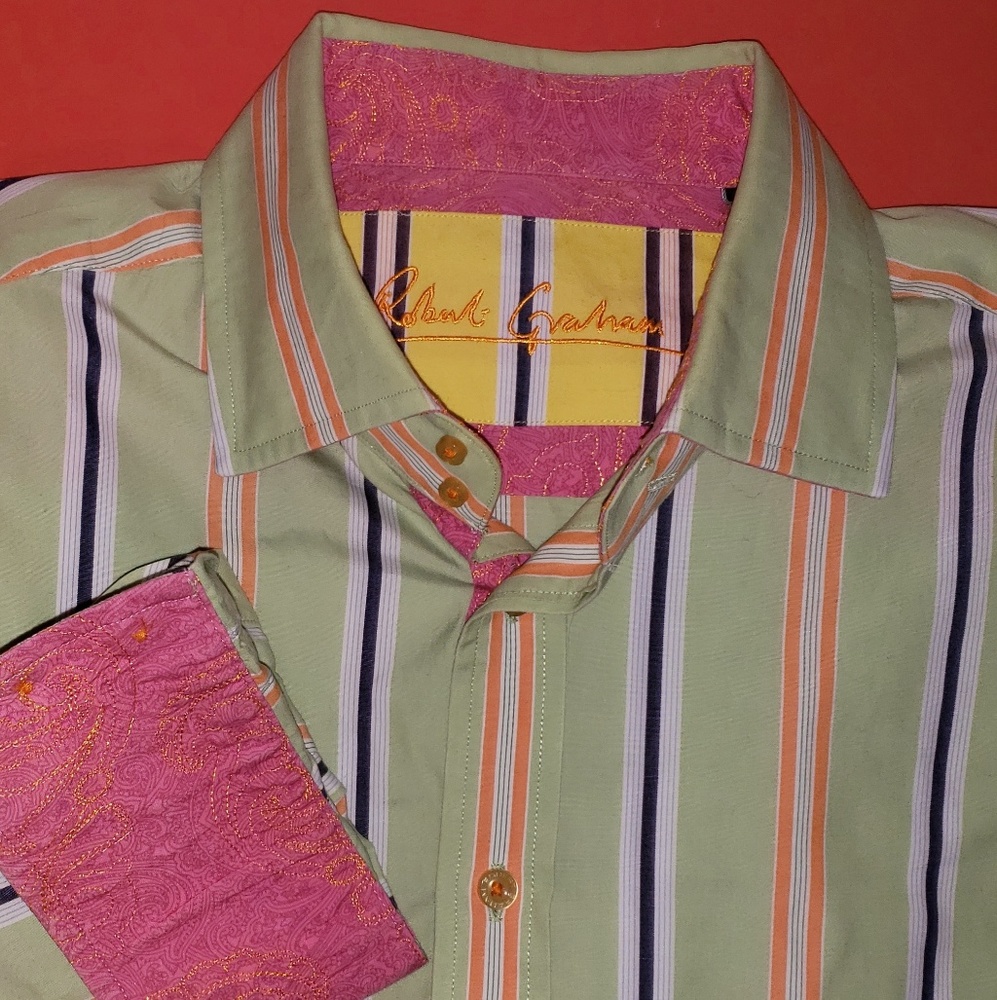 Robert Graham Flip Cuff Button Up Shirt 2XL